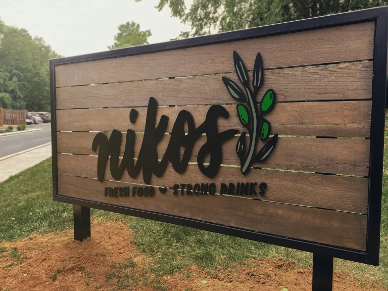 Custom Nikos Sign - Channel Letters on a Wooden Backer